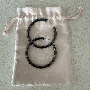 Uncommon James Gunmetal Hoop Earrings - Medium